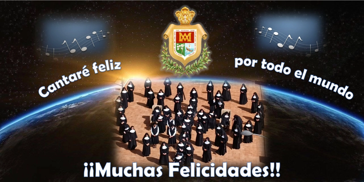 Todas las Hermanitas unidas para felicitar a la Madre General